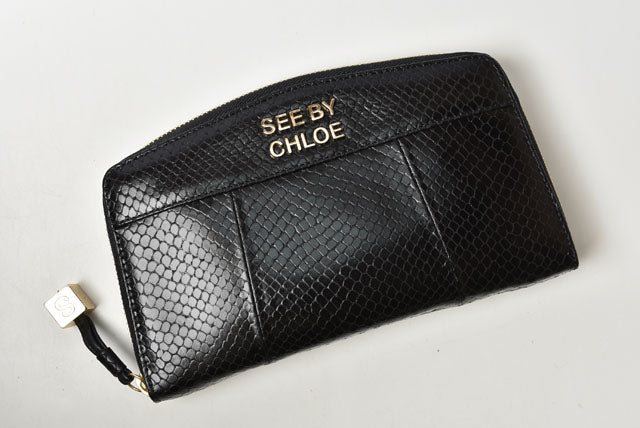 SEE BY CHLOE Leather Long Wallet Black