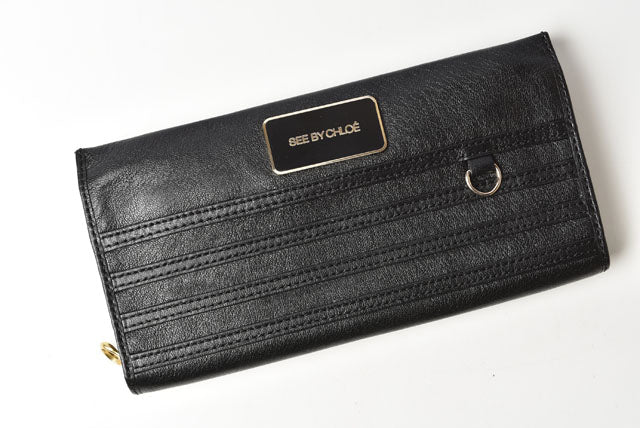 See by Chloe Lambskin Long Wallet Black