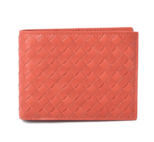 Bottega Veneta Leather Intrecciato Wallet Dark Orange in Pristine Condition