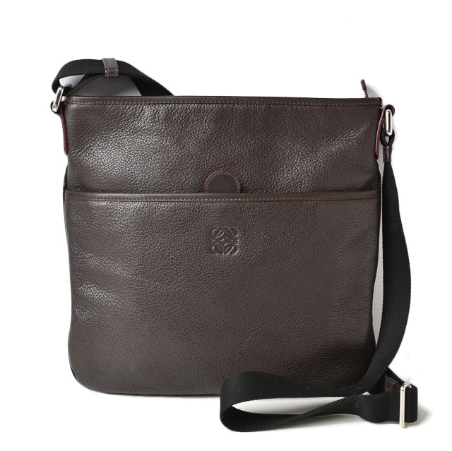 Loewe Leather Shoulder/Messenger Bag Dark Brown