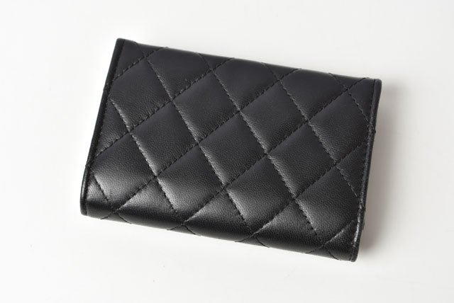 Chanel Lambskin Coin/Card Case Black/Bordeaux