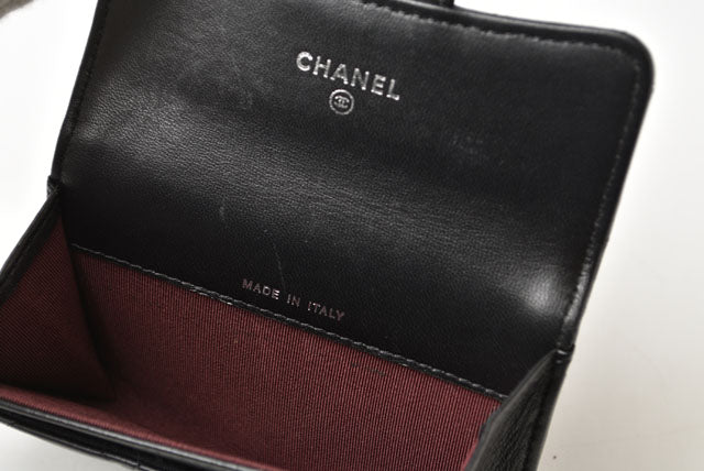 Chanel Lambskin Coin/Card Case Black/Bordeaux