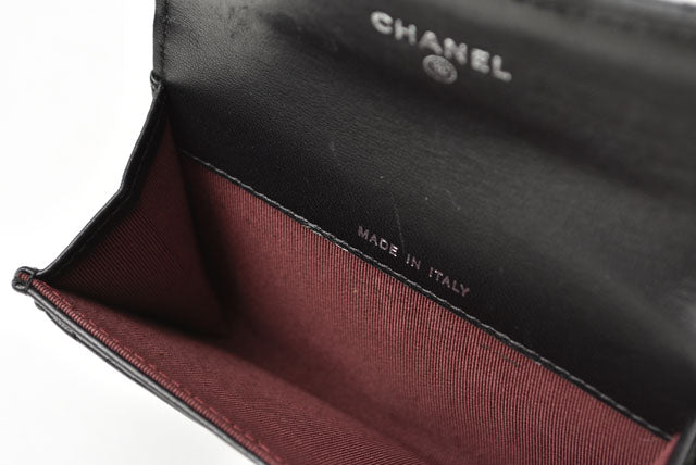 Chanel Lambskin Coin/Card Case Black/Bordeaux