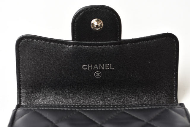 Chanel Lambskin Coin/Card Case Black/Bordeaux