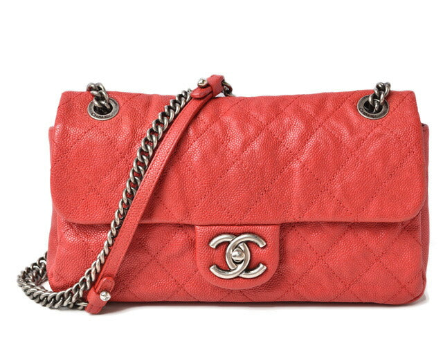 Chanel Caviar Chain Shoulder Bag Red