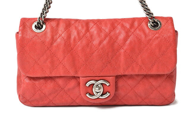 Chanel Caviar Chain Shoulder Bag Red