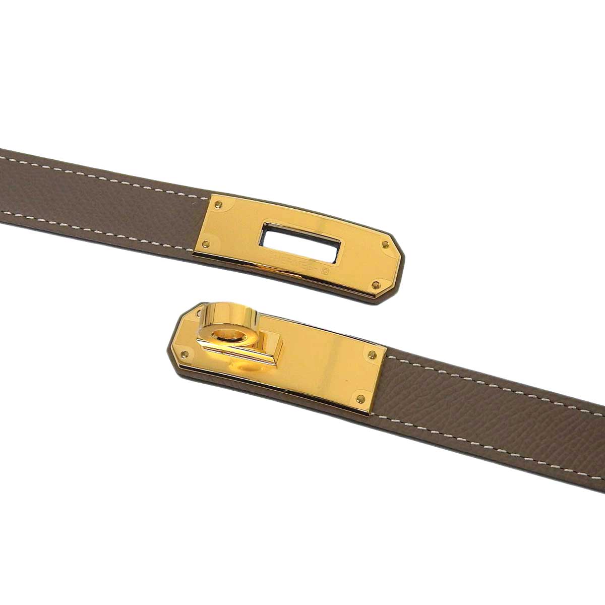 Hermes Leather Kelly Belt Beige Brown