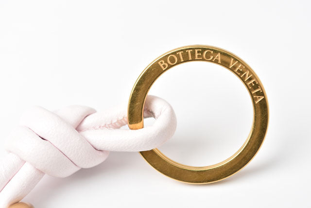 Bottega Veneta Nappa Keyring/Keyholder Baby Pink/Gold 666884 in Pristine Condition