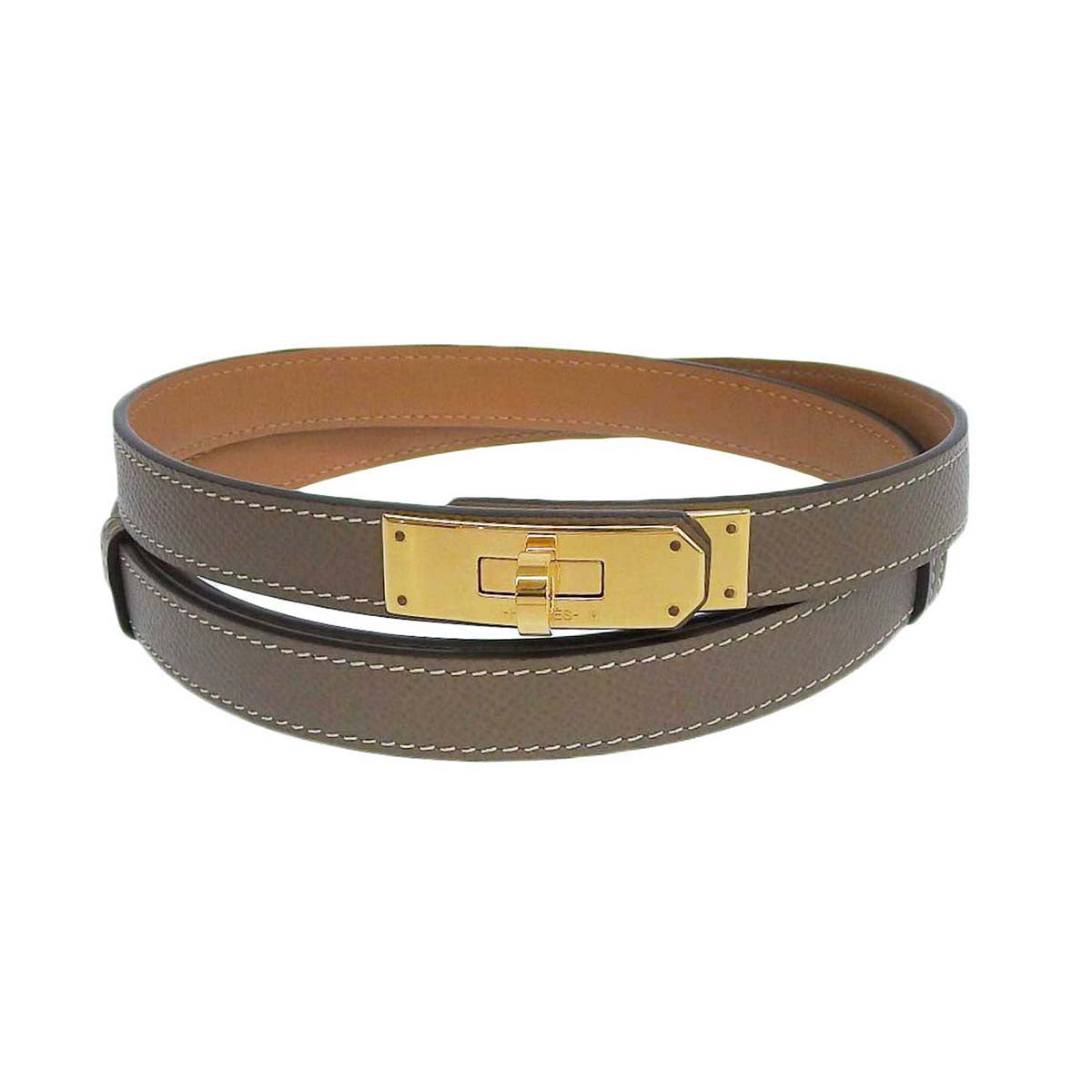 Hermes Leather Kelly Belt Beige Brown