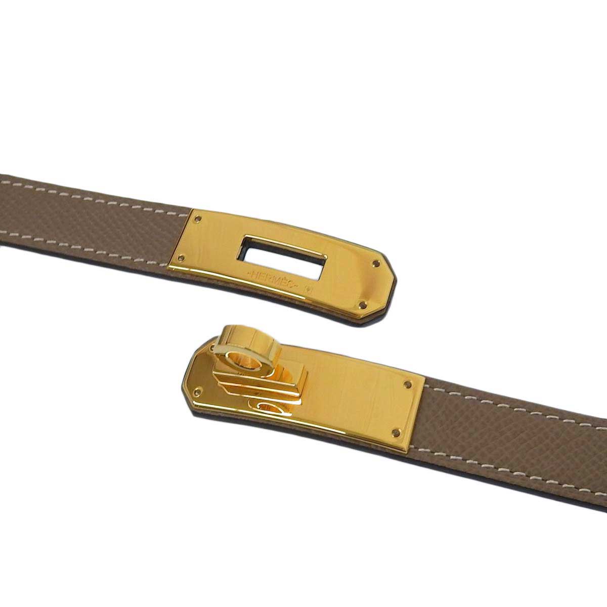 Hermes Leather Kelly Belt Beige Brown