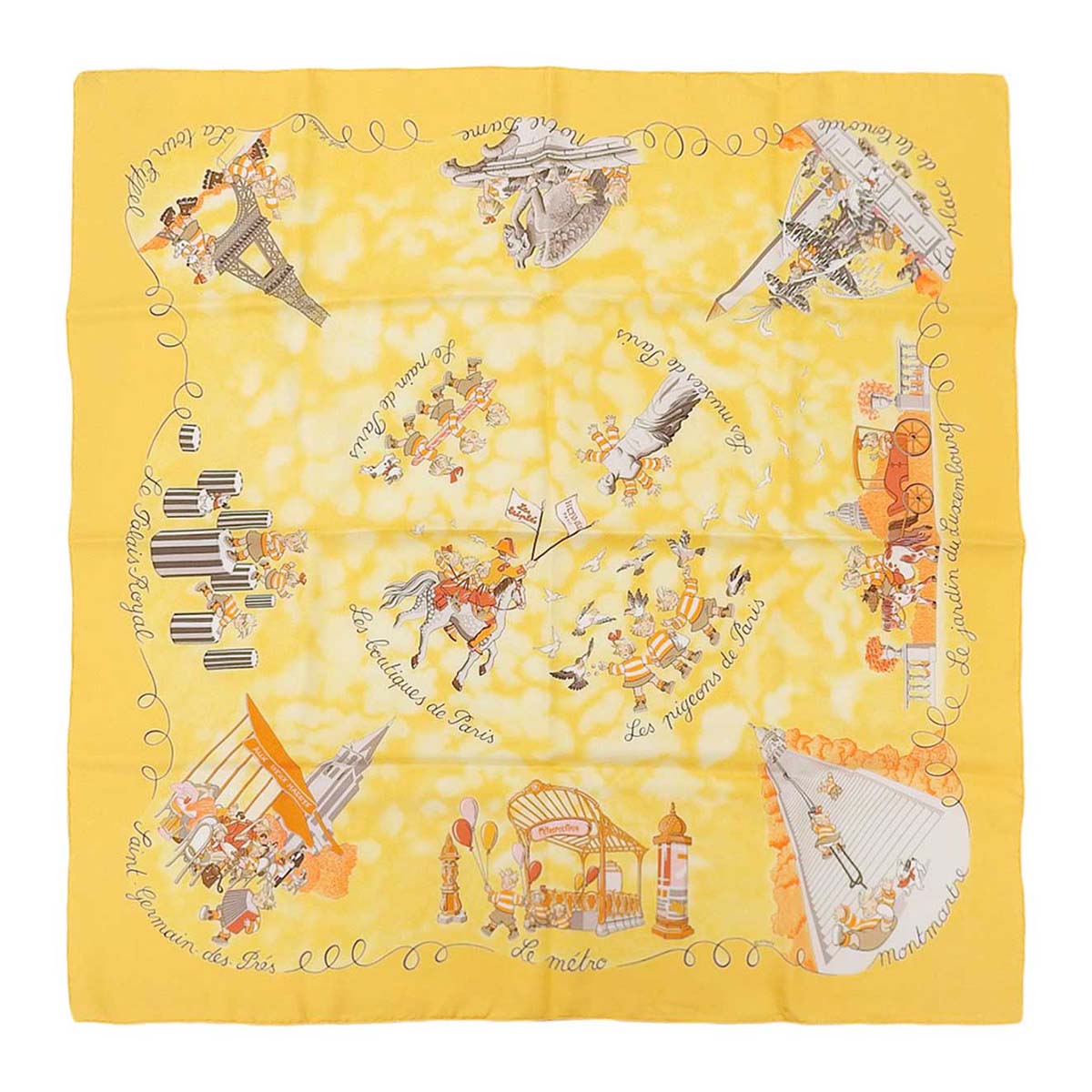 Hermes Silk Scarf Yellow Orange