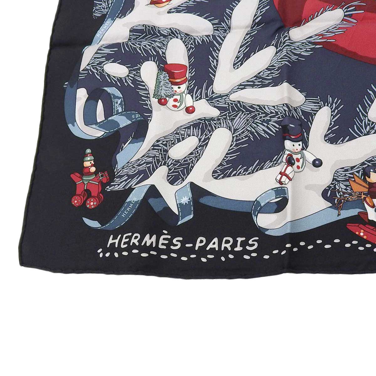 Hermes Silk Scarf Black White Blue