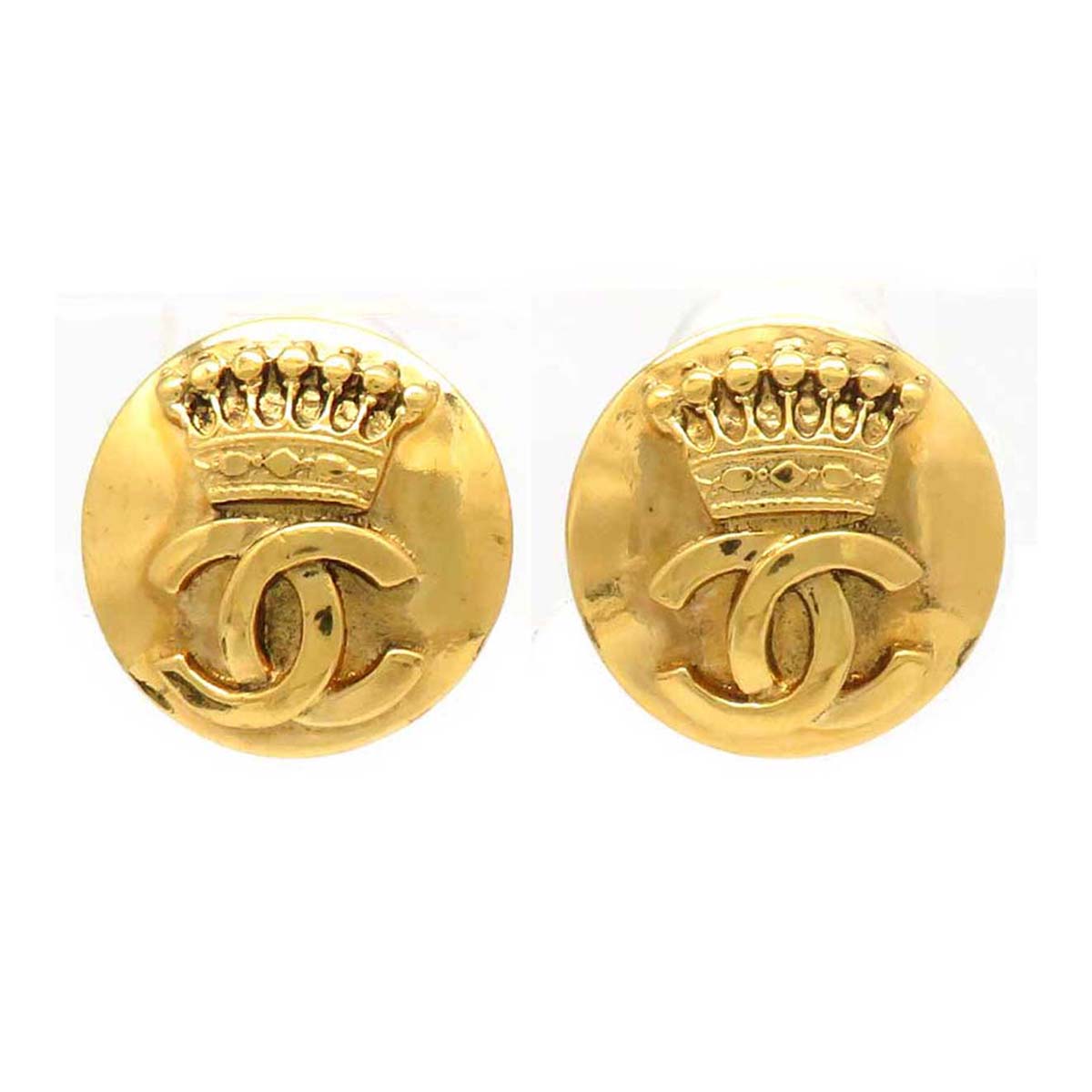 Chanel Vintage Crown Motif Earrings