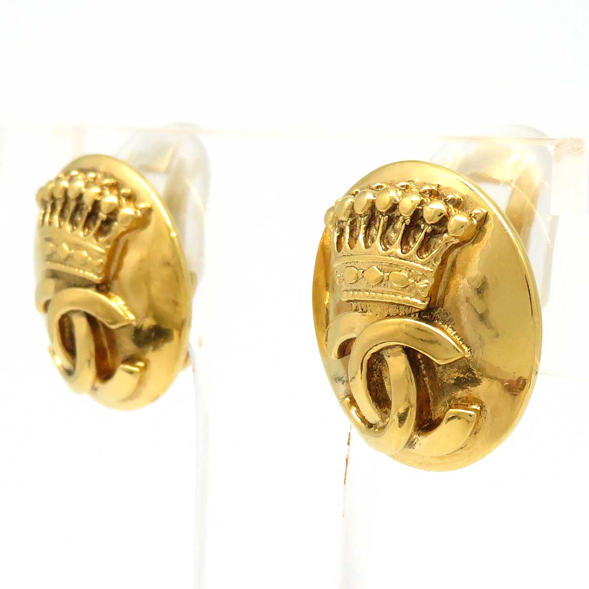 Chanel Vintage Crown Motif Earrings