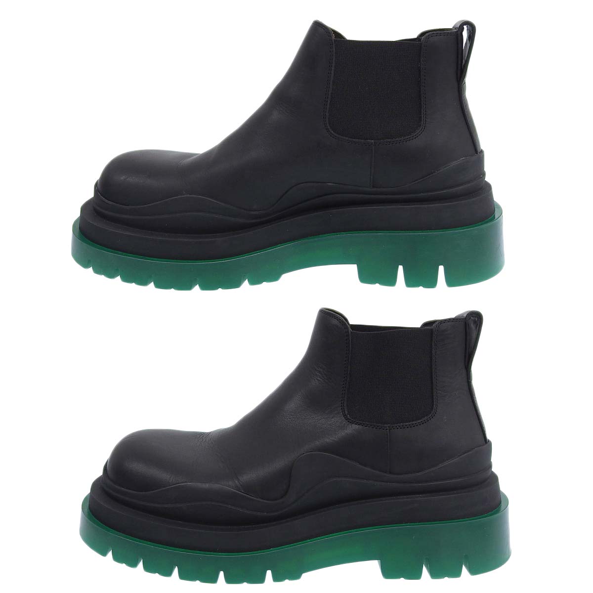 Bottega Veneta Leather Chelsea Boots Black Green