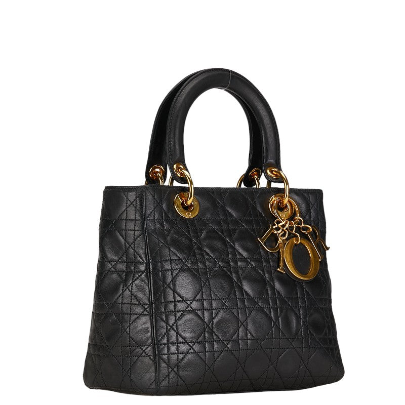 Dior Medium Cannage Leather Lady Dior Leather Handbag in Good condition