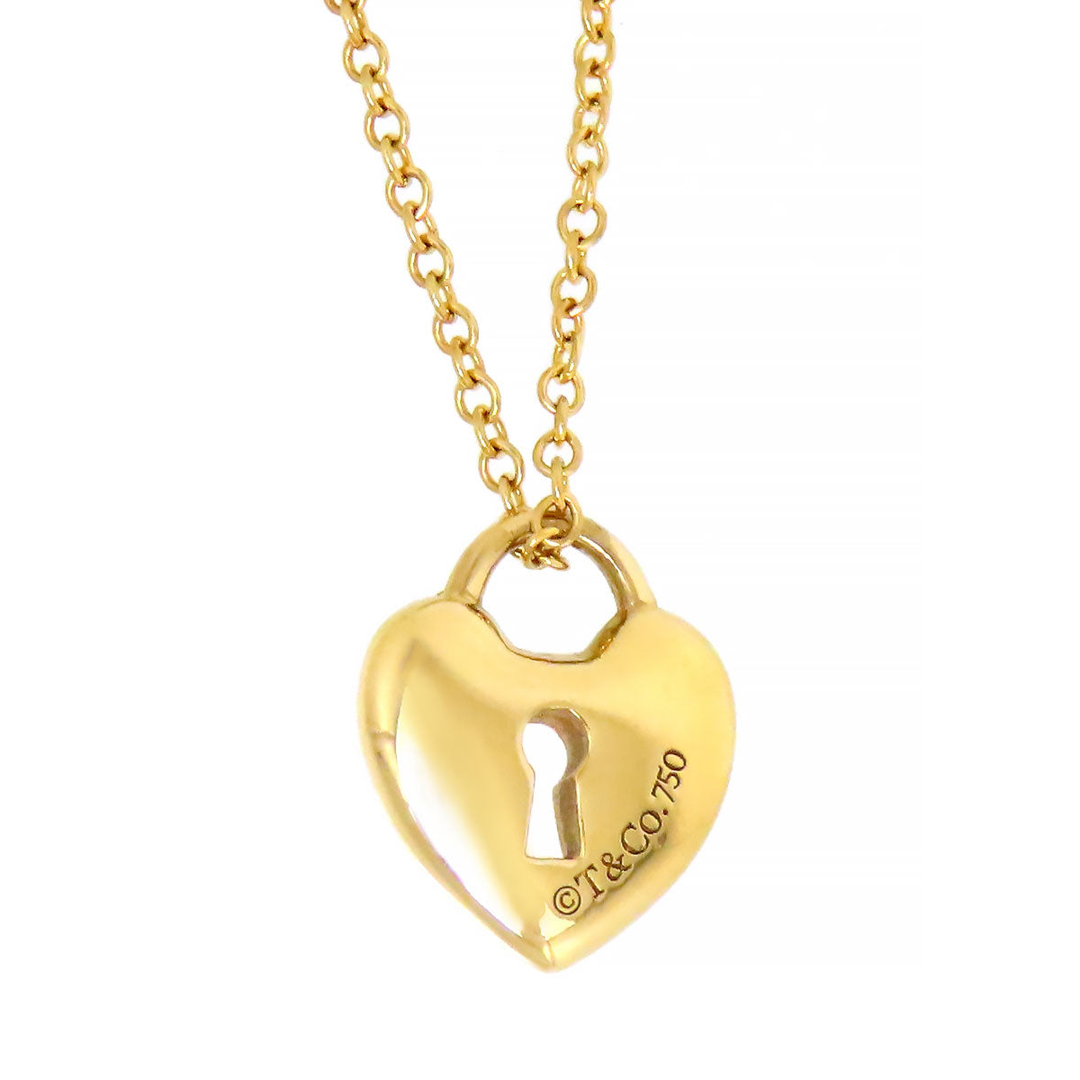 Tiffany AU750 K18YG Heart Lock Necklace