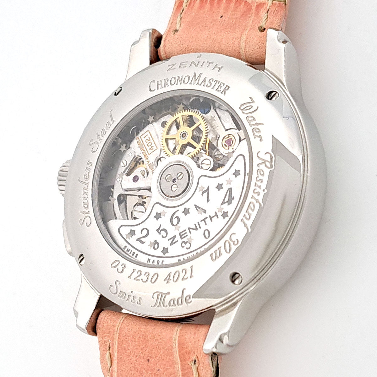 Zenith Stainless Steel Leather Chronomaster Open Heart Watch