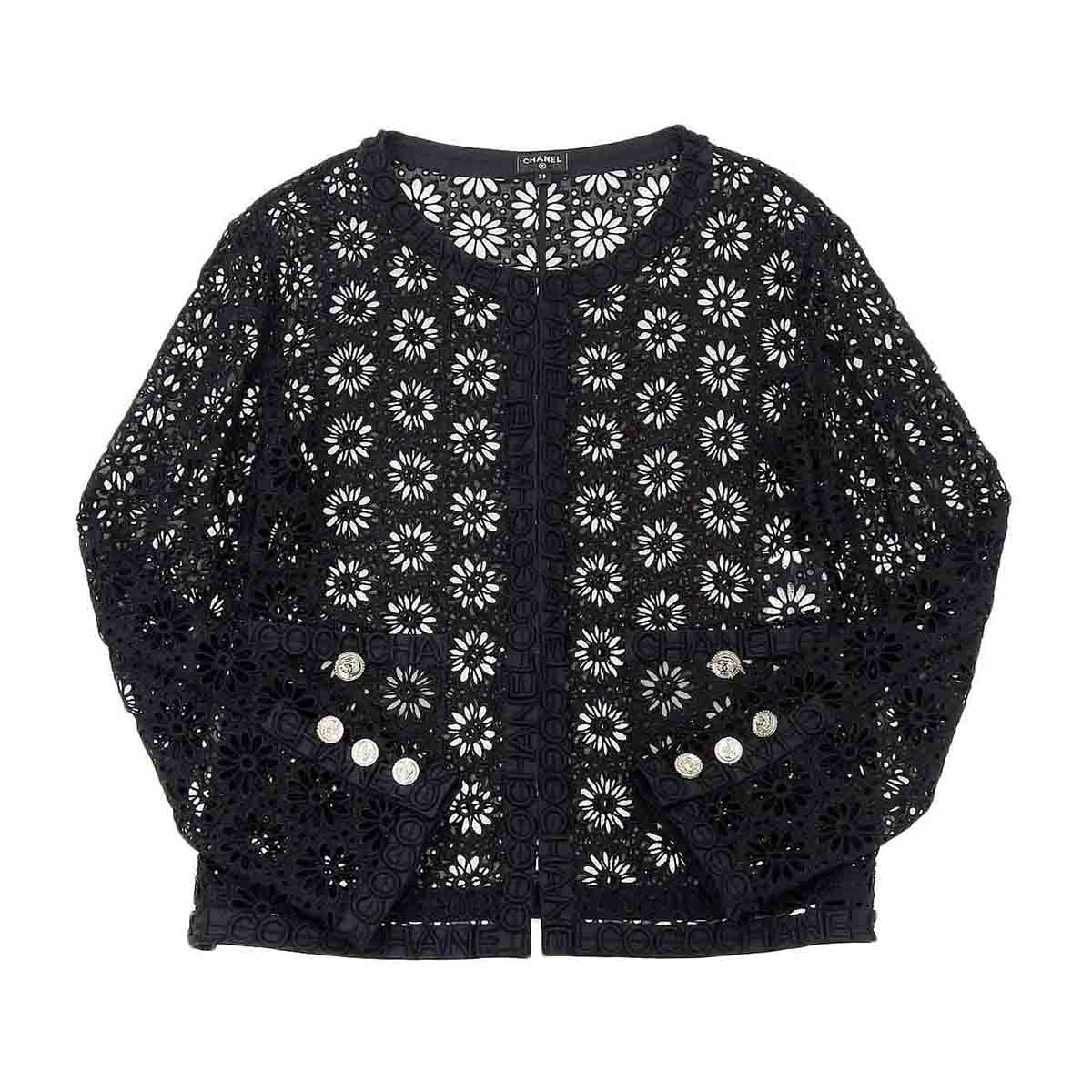 Chanel Floral Cutwork Jacket Black