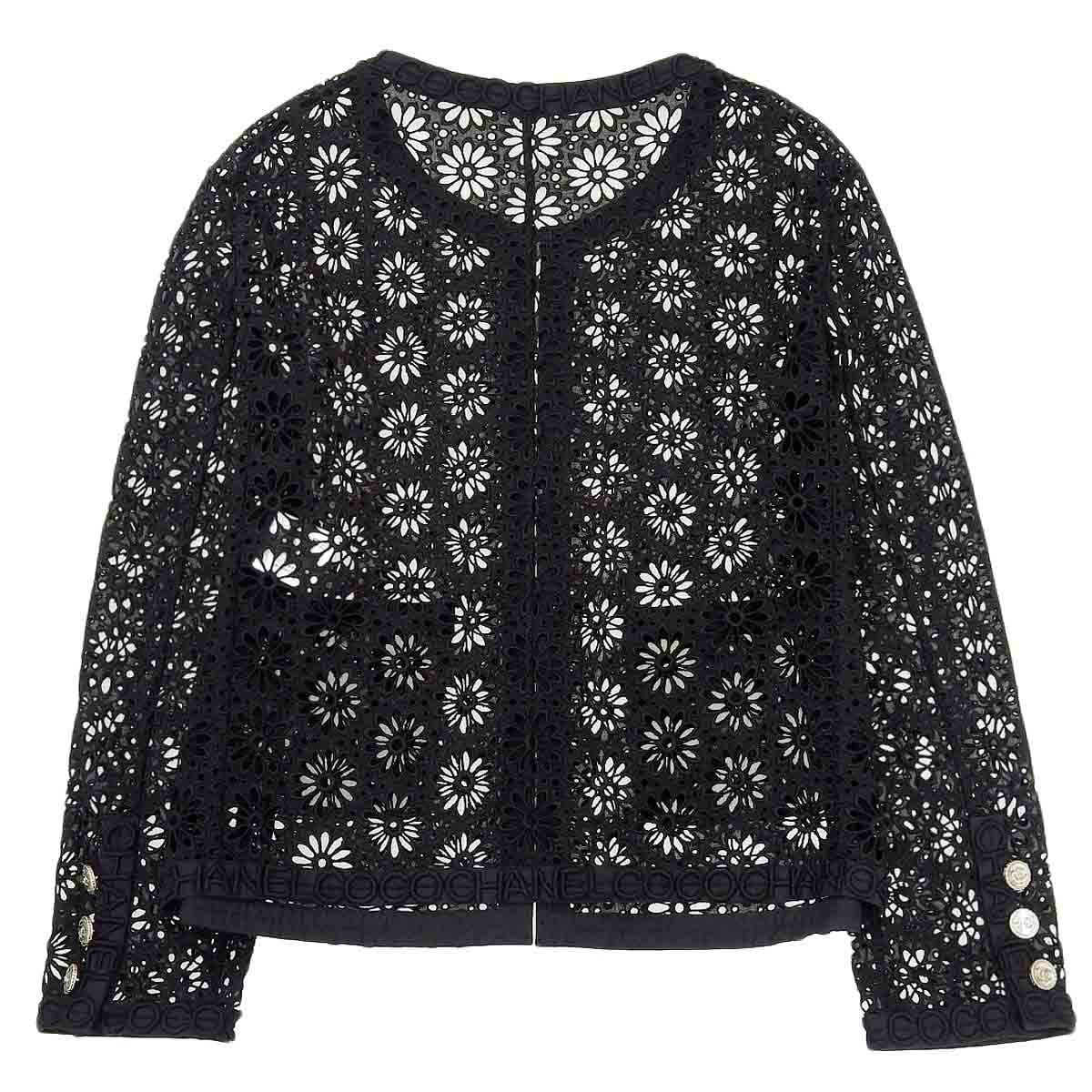 Chanel Floral Cutwork Jacket Black