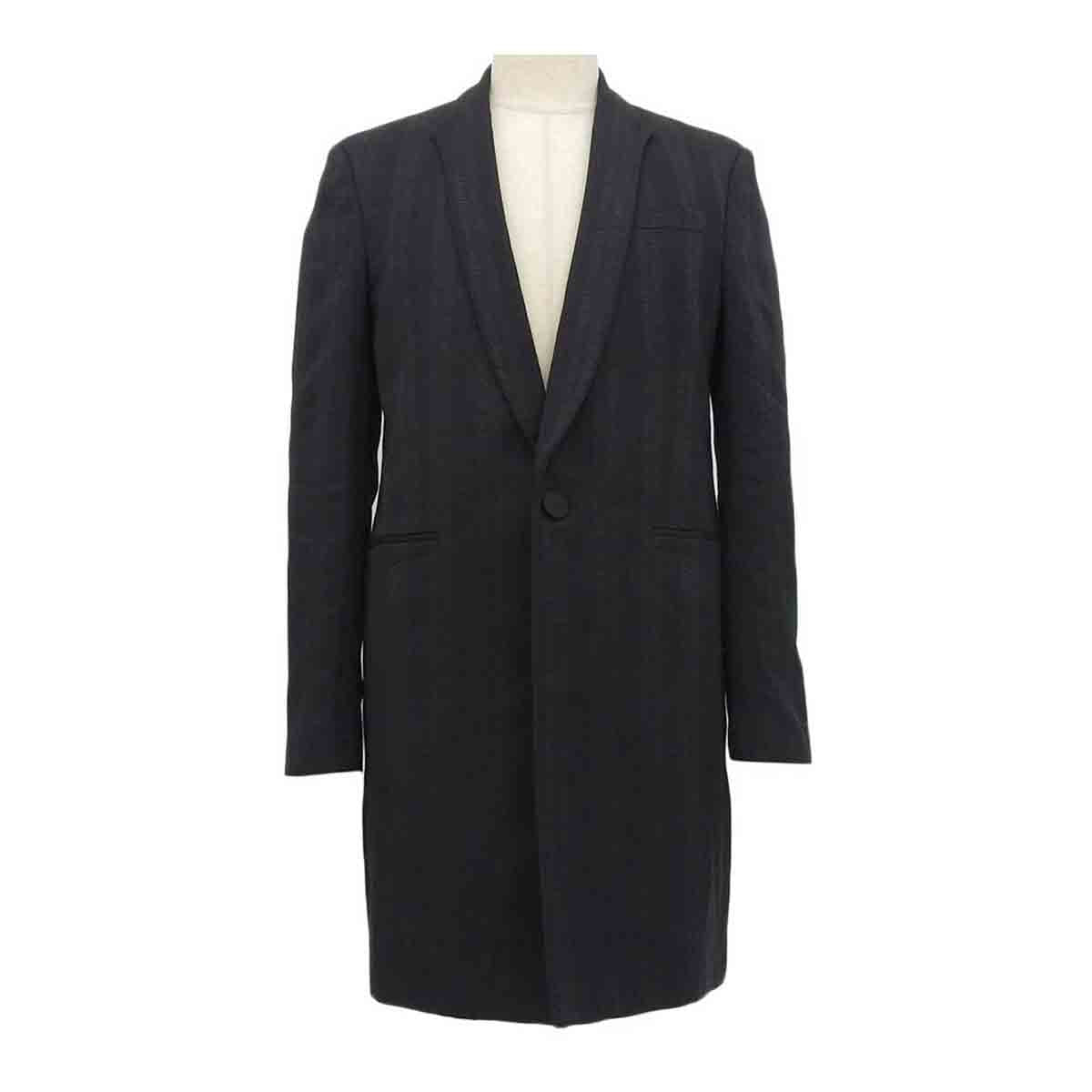 Yves Saint Laurent Wool Silk Blend Stripe Coat