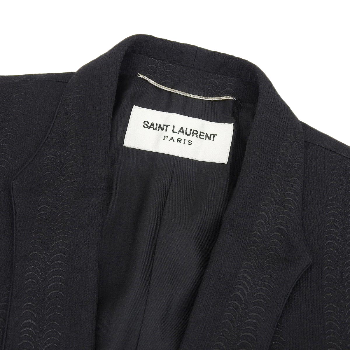 Yves Saint Laurent Wool Silk Blend Stripe Coat