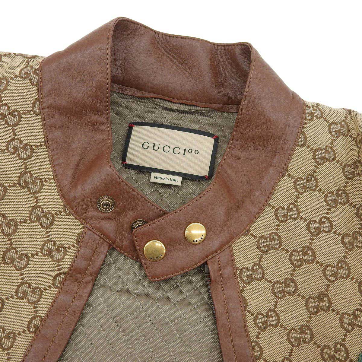 Gucci Leather Trim GG Canvas Jacket