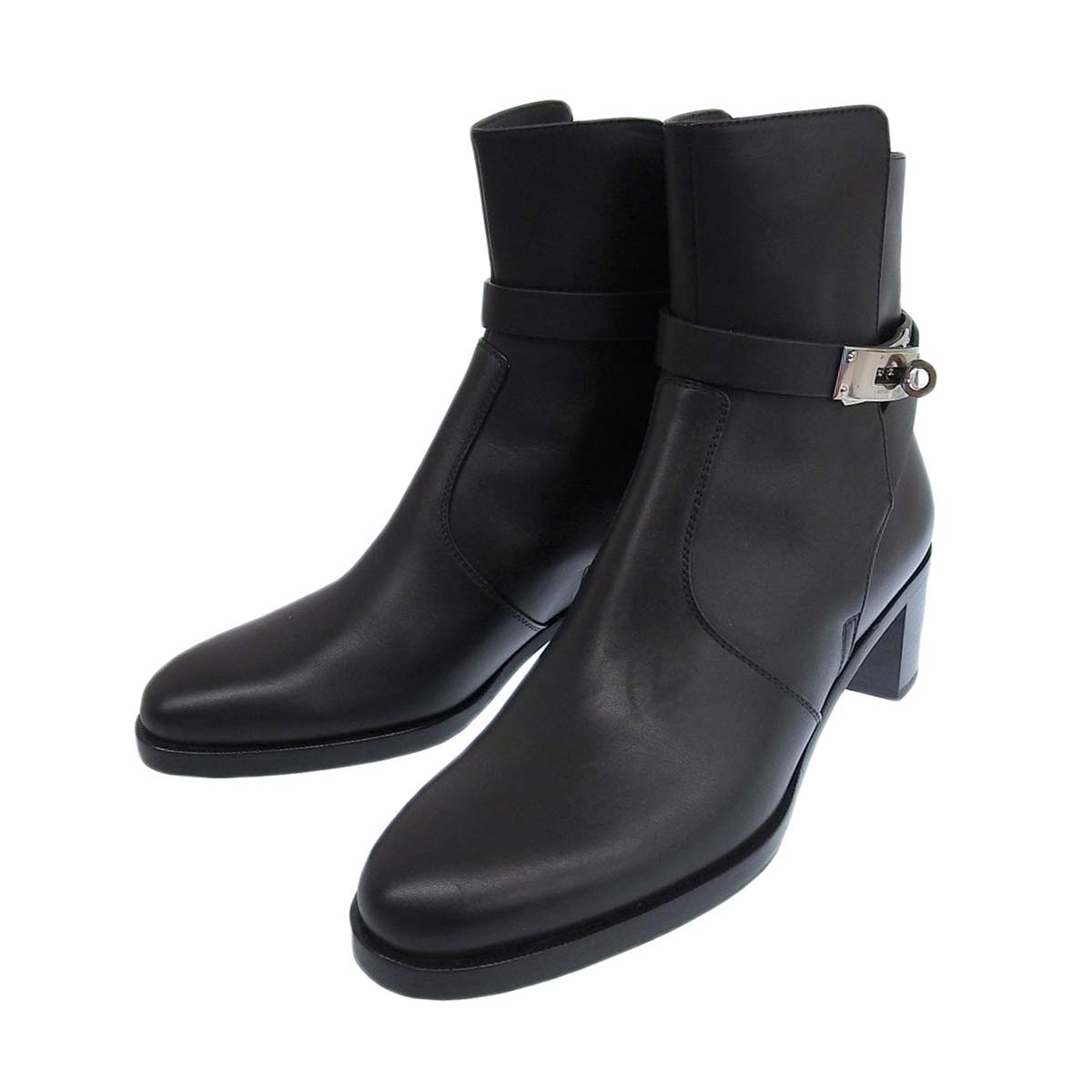 Hermes Leather Black Short Boots