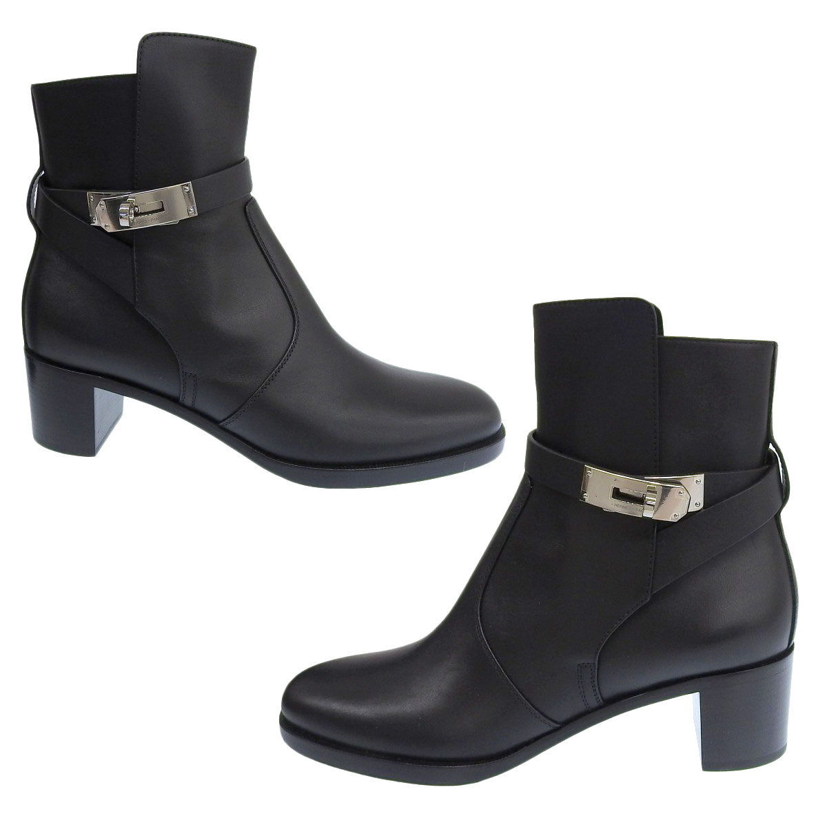 Hermes Leather Black Short Boots