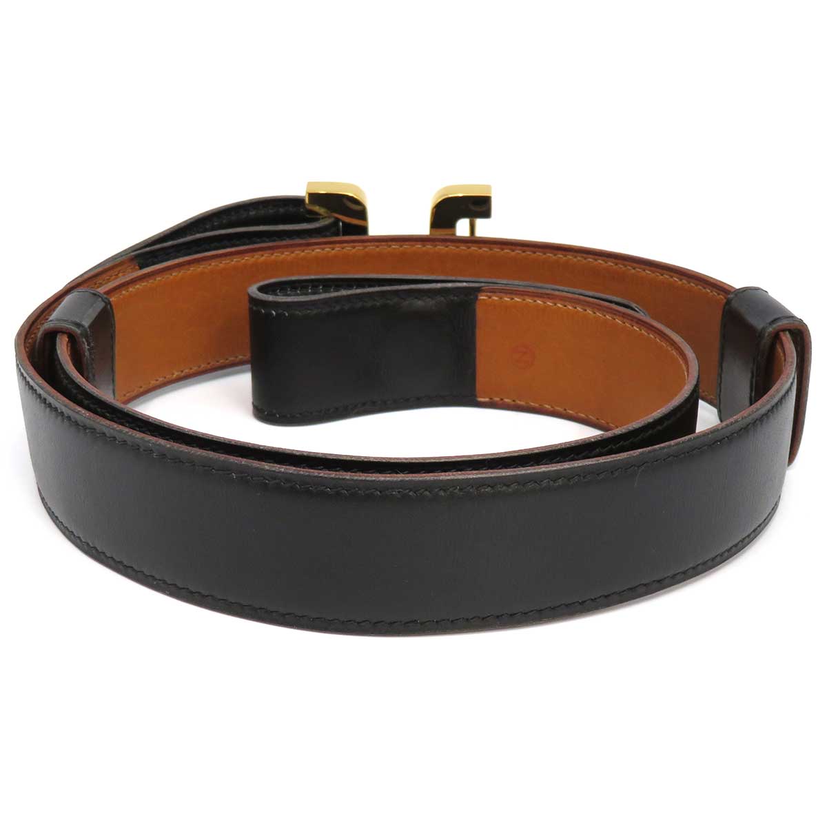 Hermes Leather Vintage H Buckle Belt