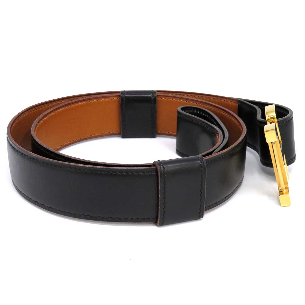 Hermes Leather Vintage H Buckle Belt