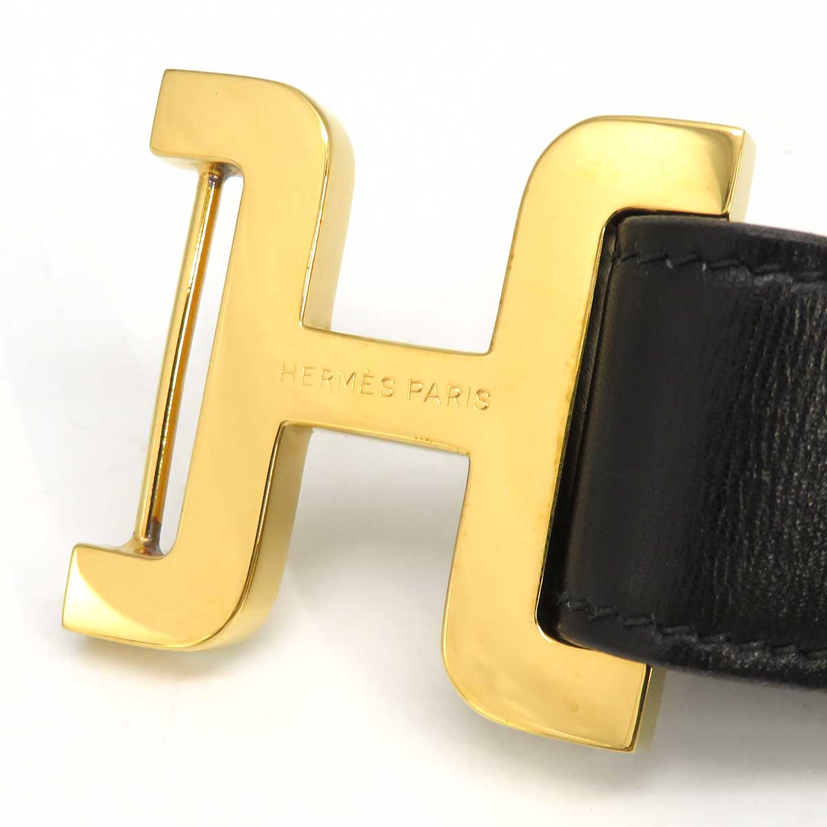 Hermes Leather Vintage H Buckle Belt