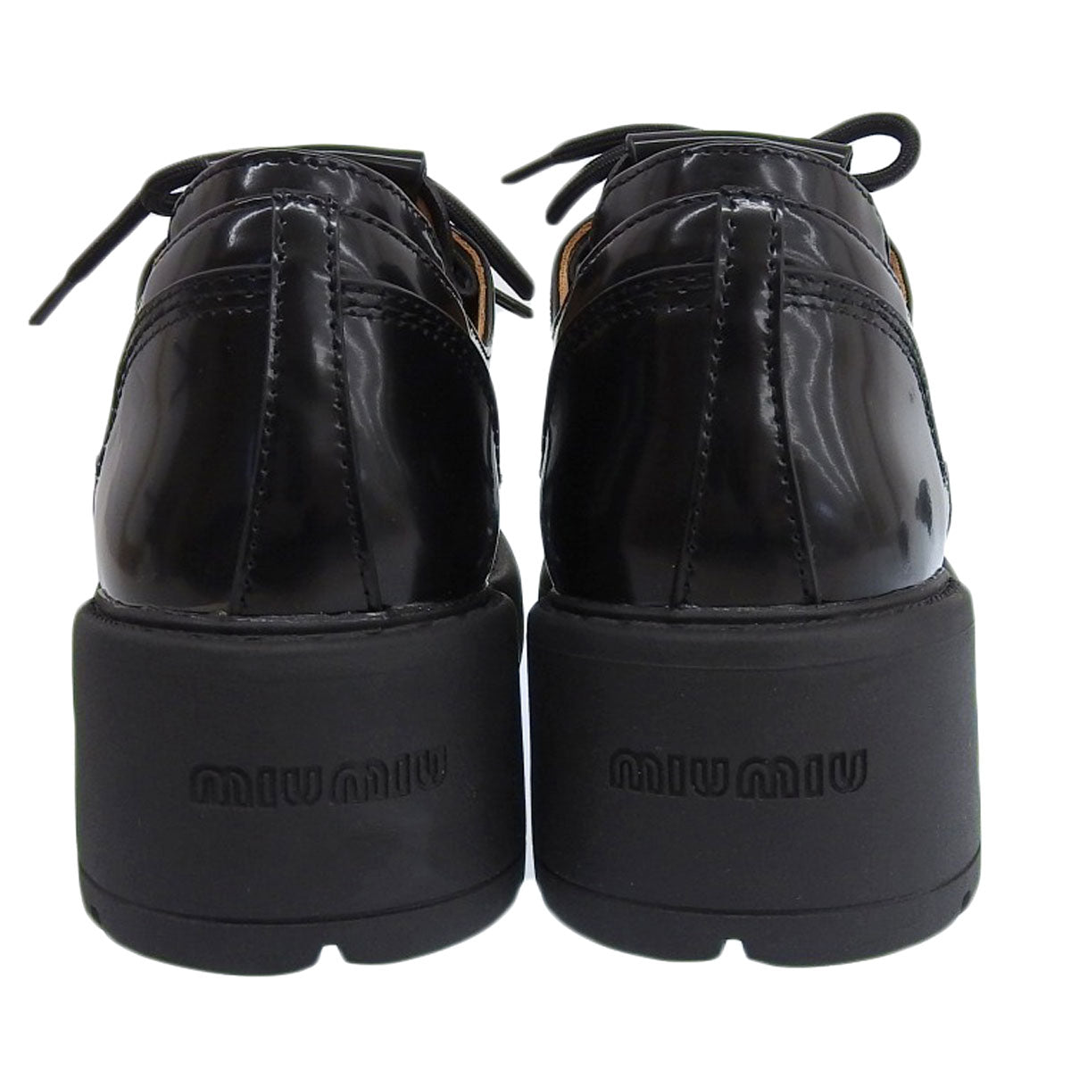 Miu Miu Black Leather Lace-Up Shoes