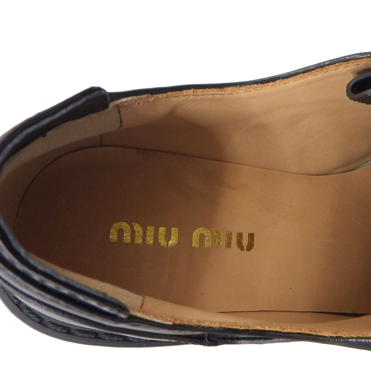 Miu Miu Black Leather Lace-Up Shoes