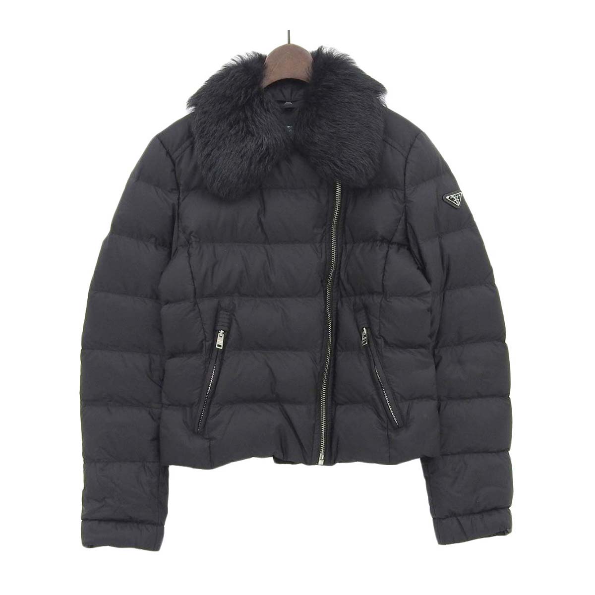 Prada Down Jacket Black Fur Collar