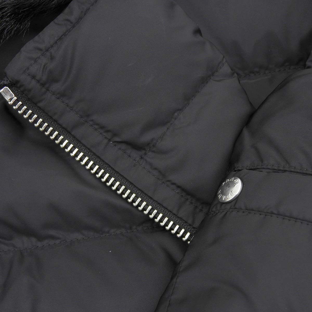 Prada Down Jacket Black Fur Collar