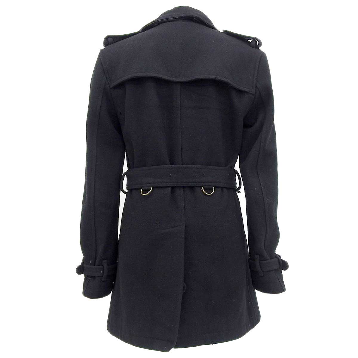 Burberry Wool Peacoat Black XS Belted