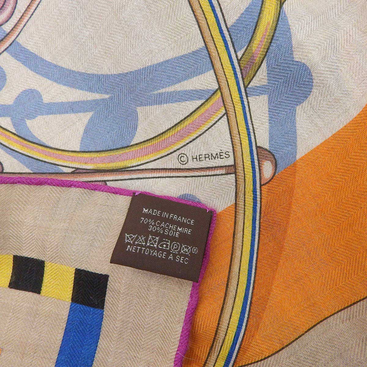 Hermes Beige Multicolor Shawl 46627