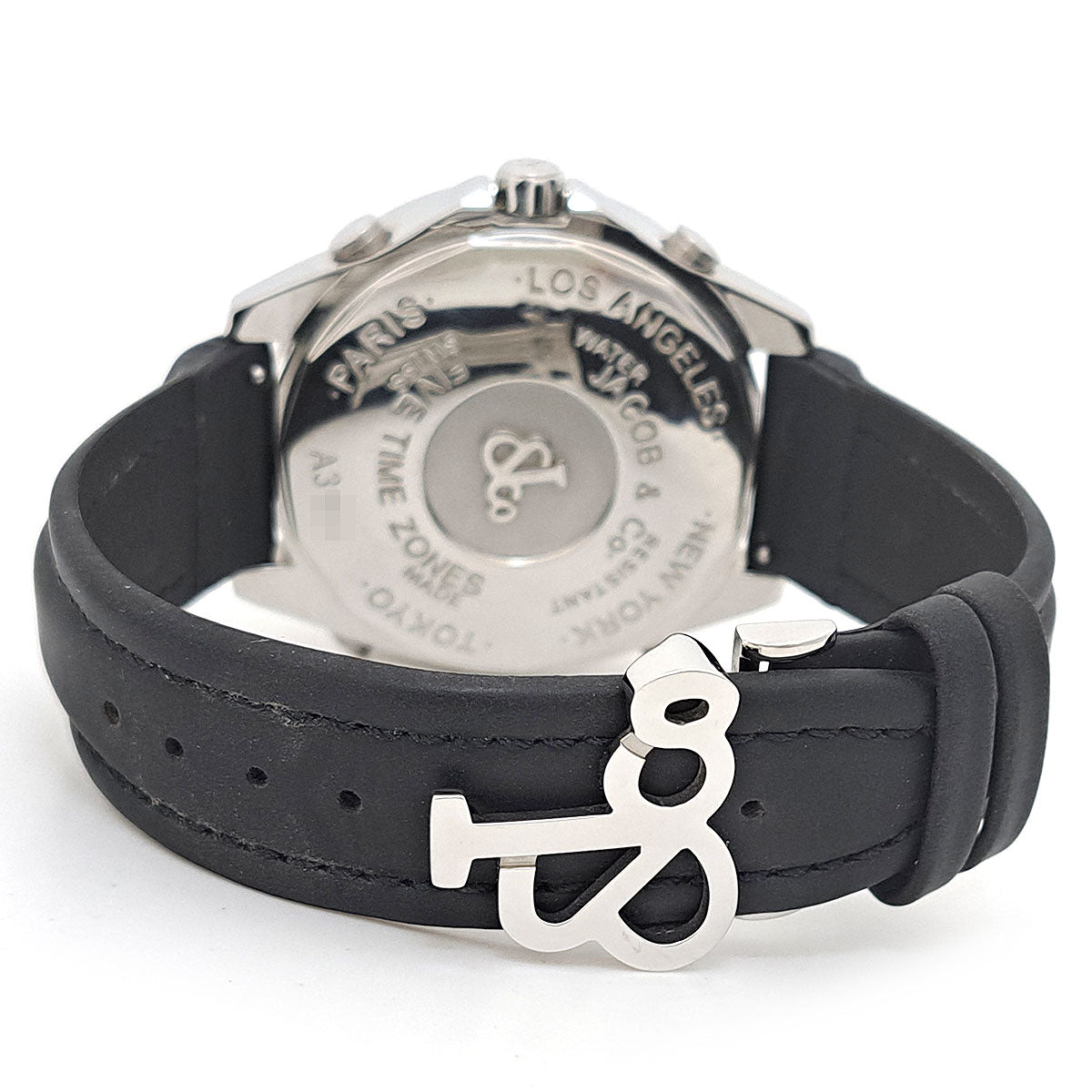 Jacob Watch Stainless Steel Leather Diamond Quartz