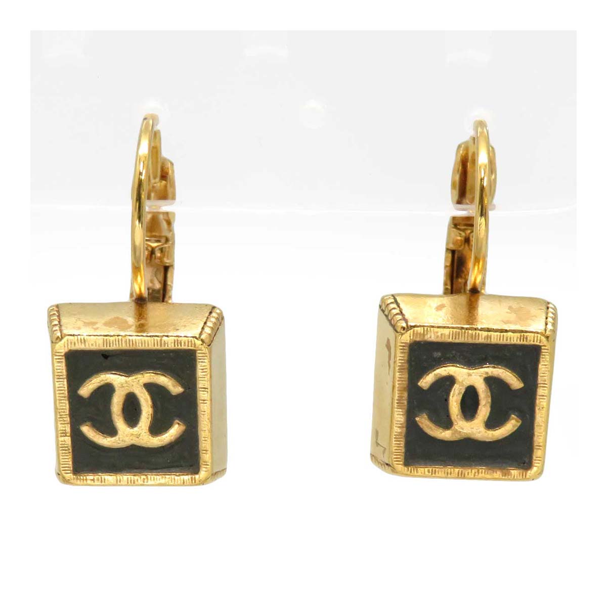 Chanel Metal Square Hoop Earrings