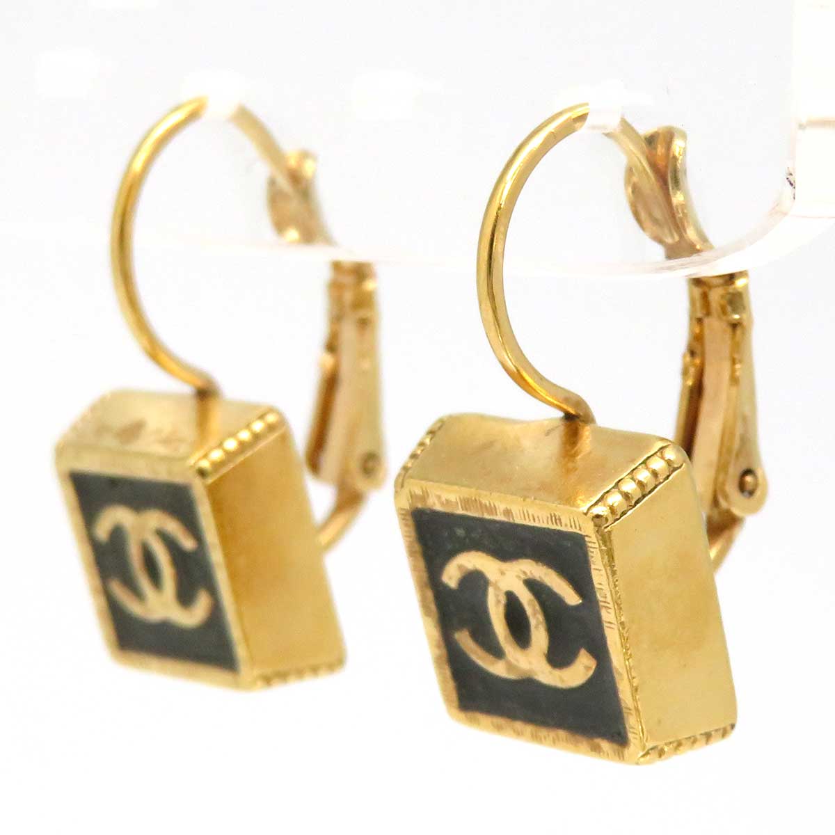 Chanel Metal Square Hoop Earrings