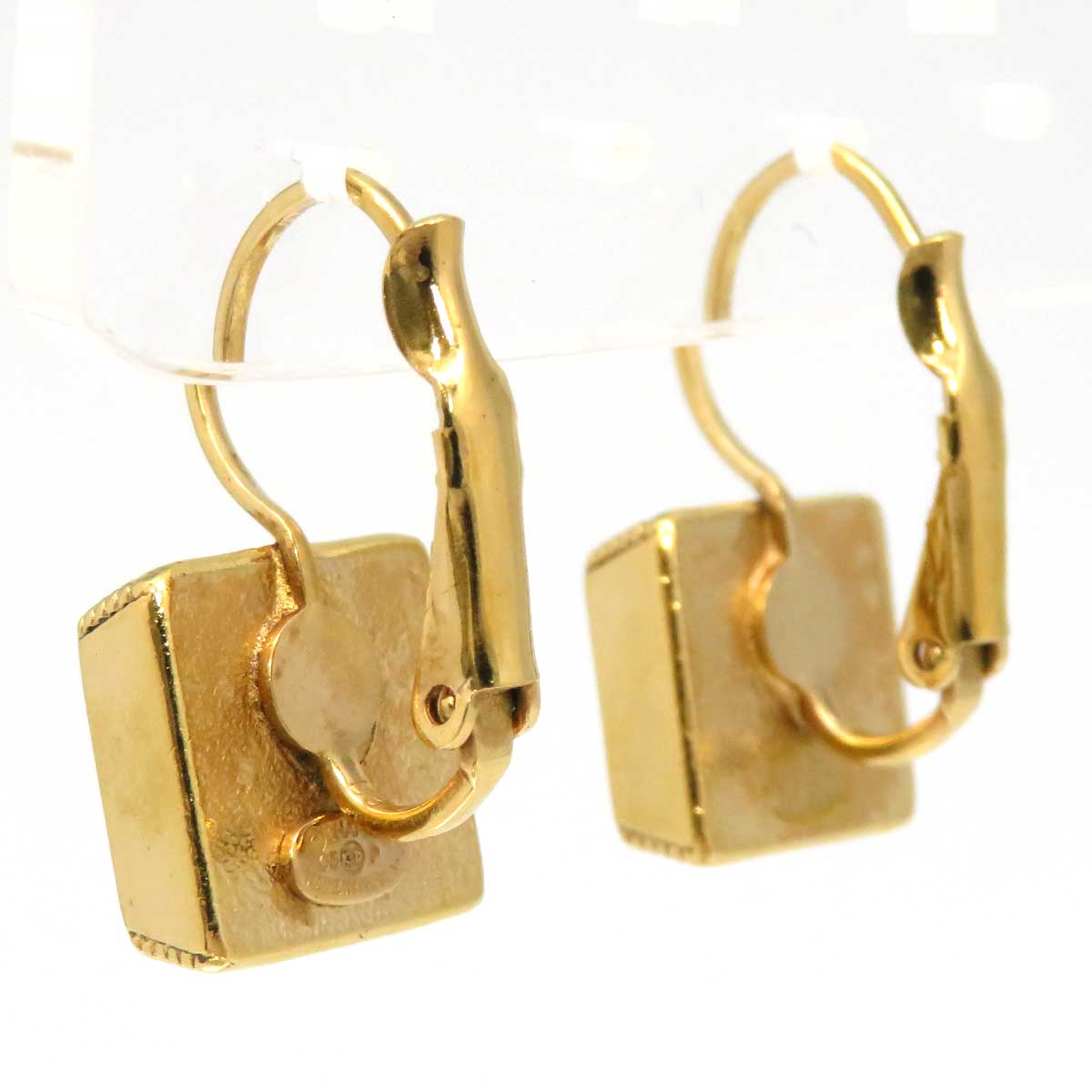 Chanel Metal Square Hoop Earrings