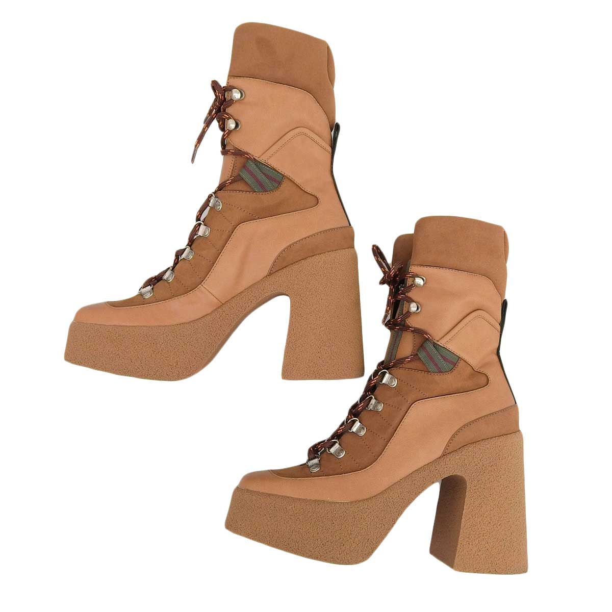 Stella McCartney Brown Lace-Up Ankle Boots