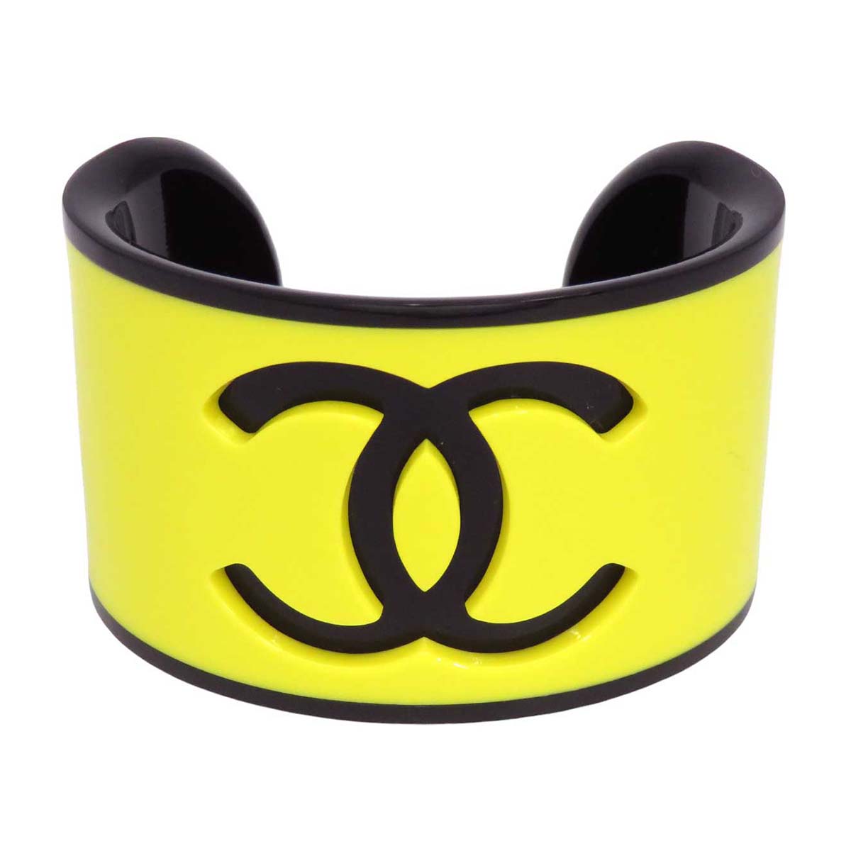 Chanel Plastic Bangle Yellow Black