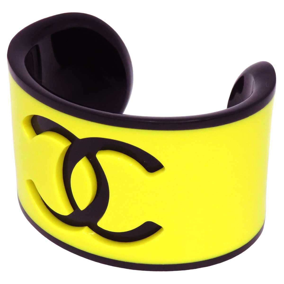 Chanel Plastic Bangle Yellow Black