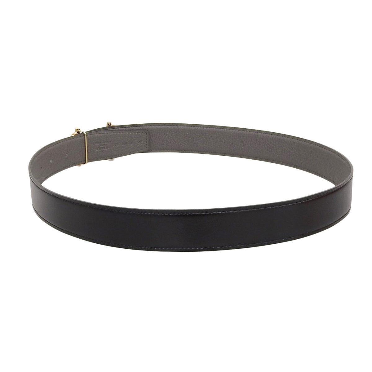 Hermes Reversible Leather Belt Black Grey