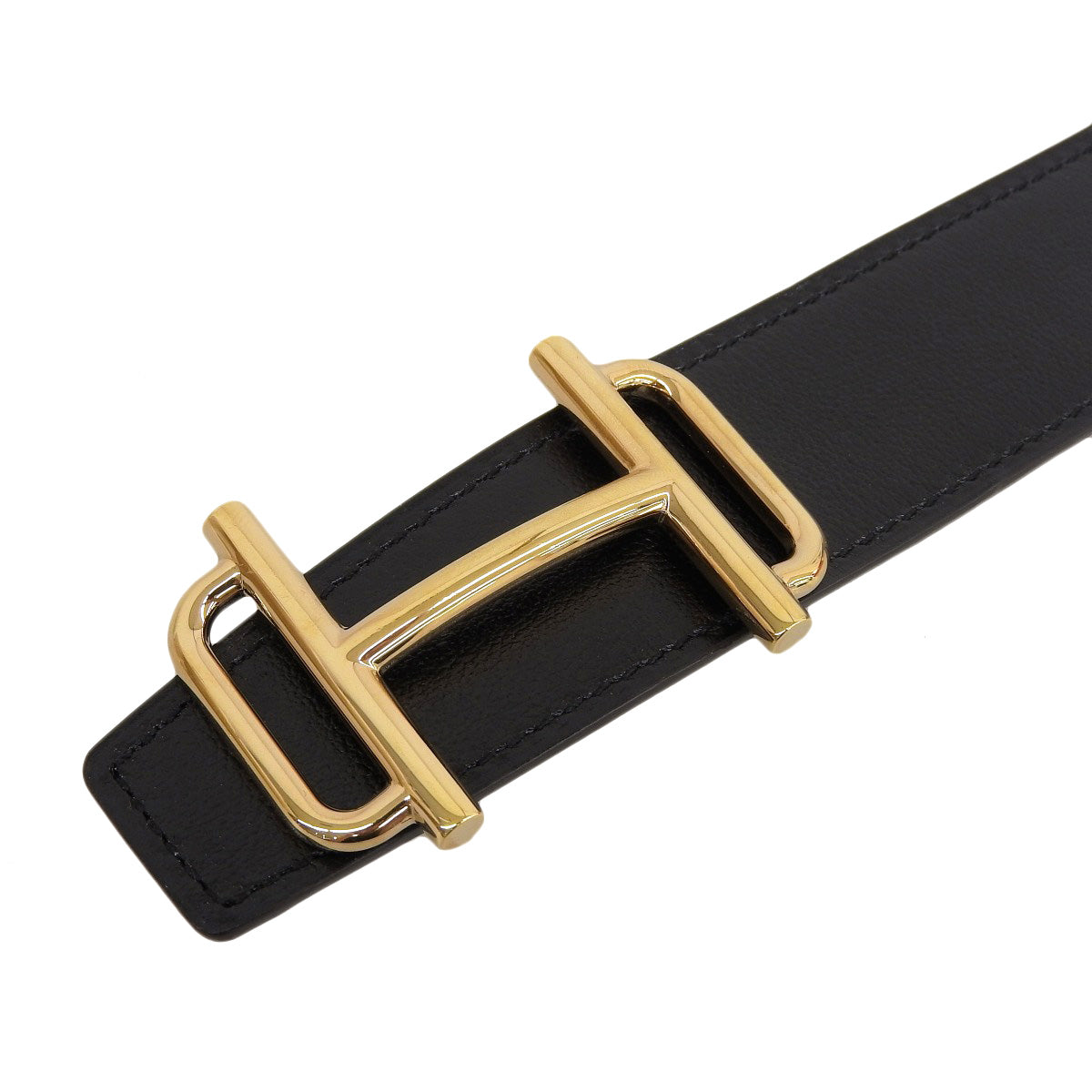 Hermes Reversible Leather Belt Black Grey