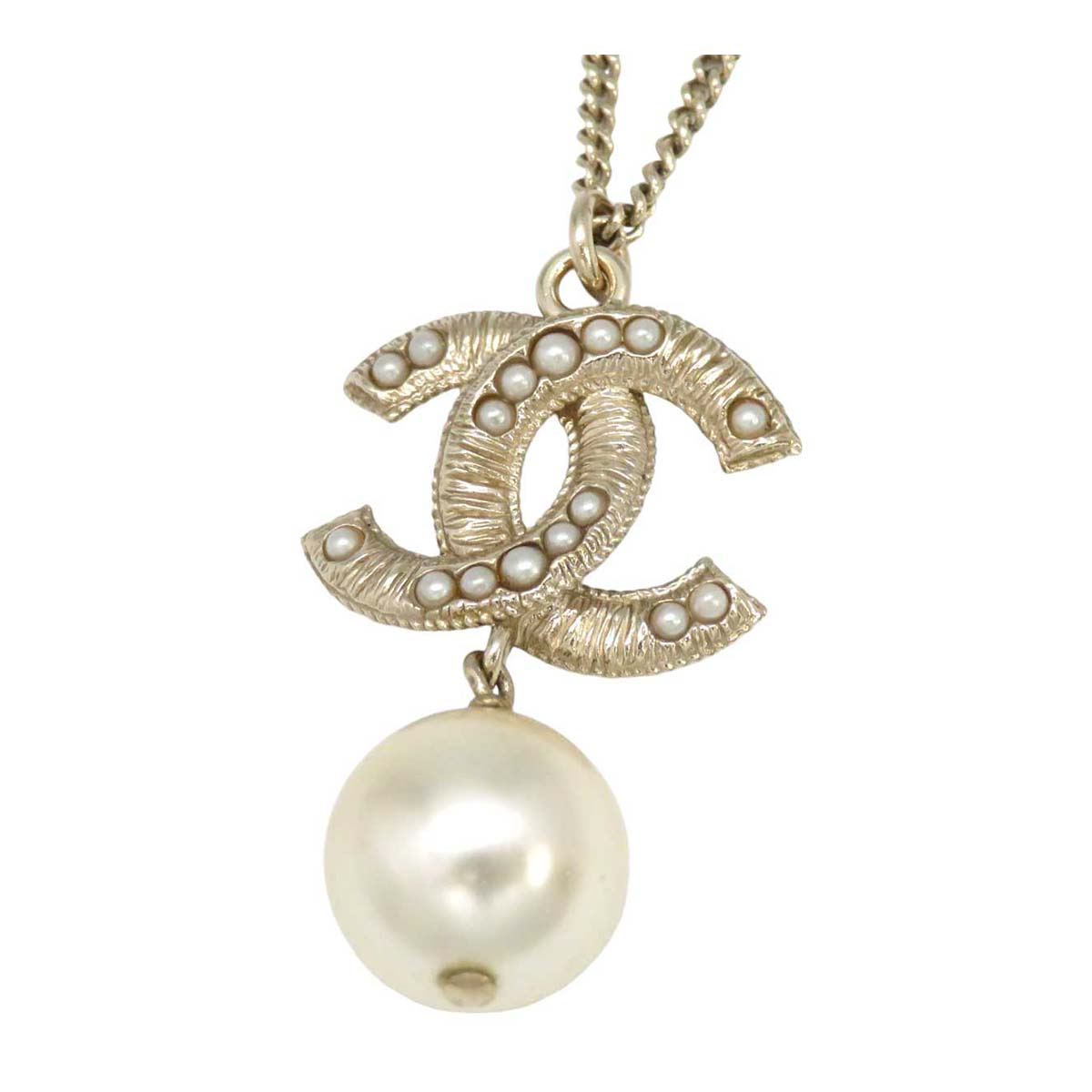 Chanel Metal Cotton Pearl Necklace