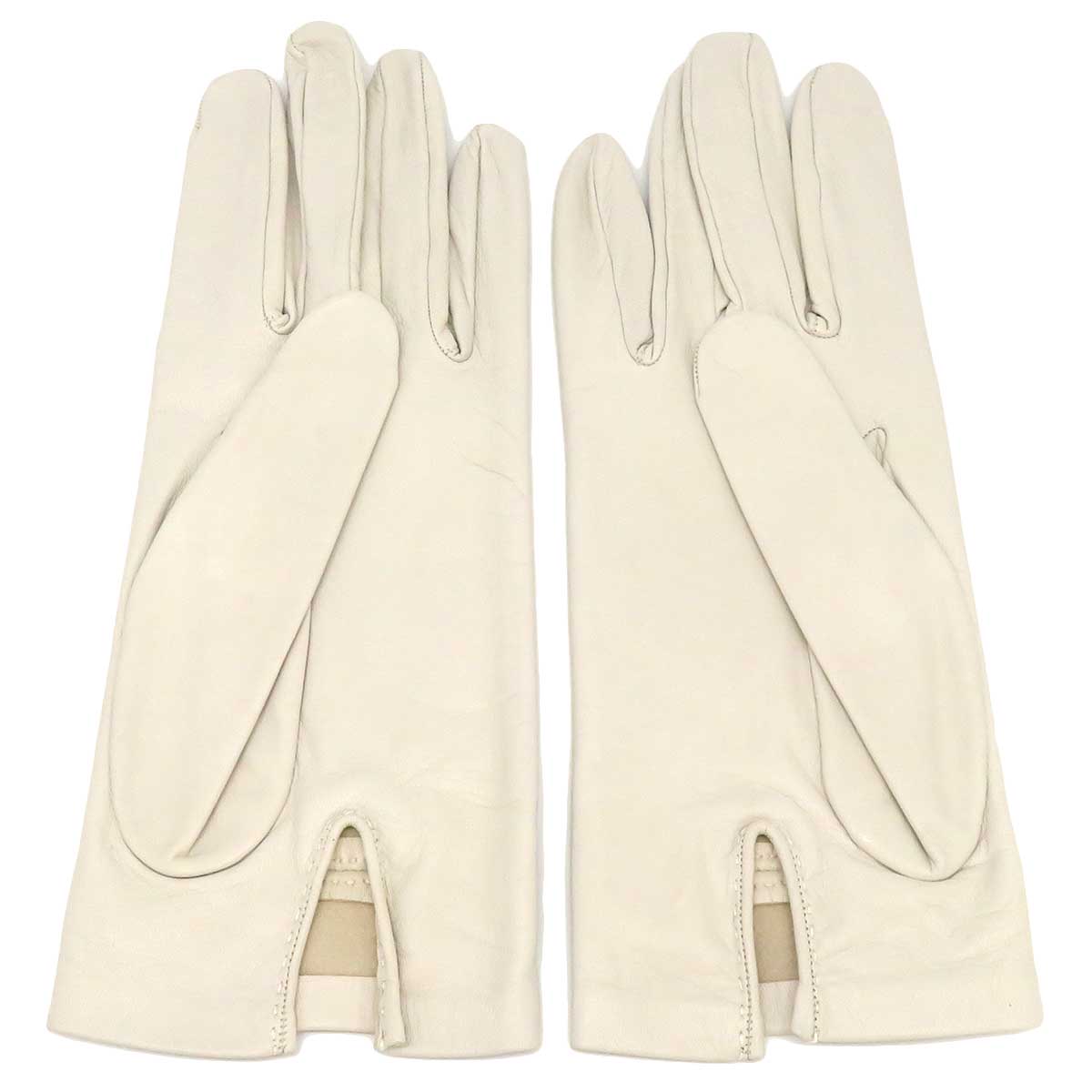 Hermes Leather Gloves Ivory