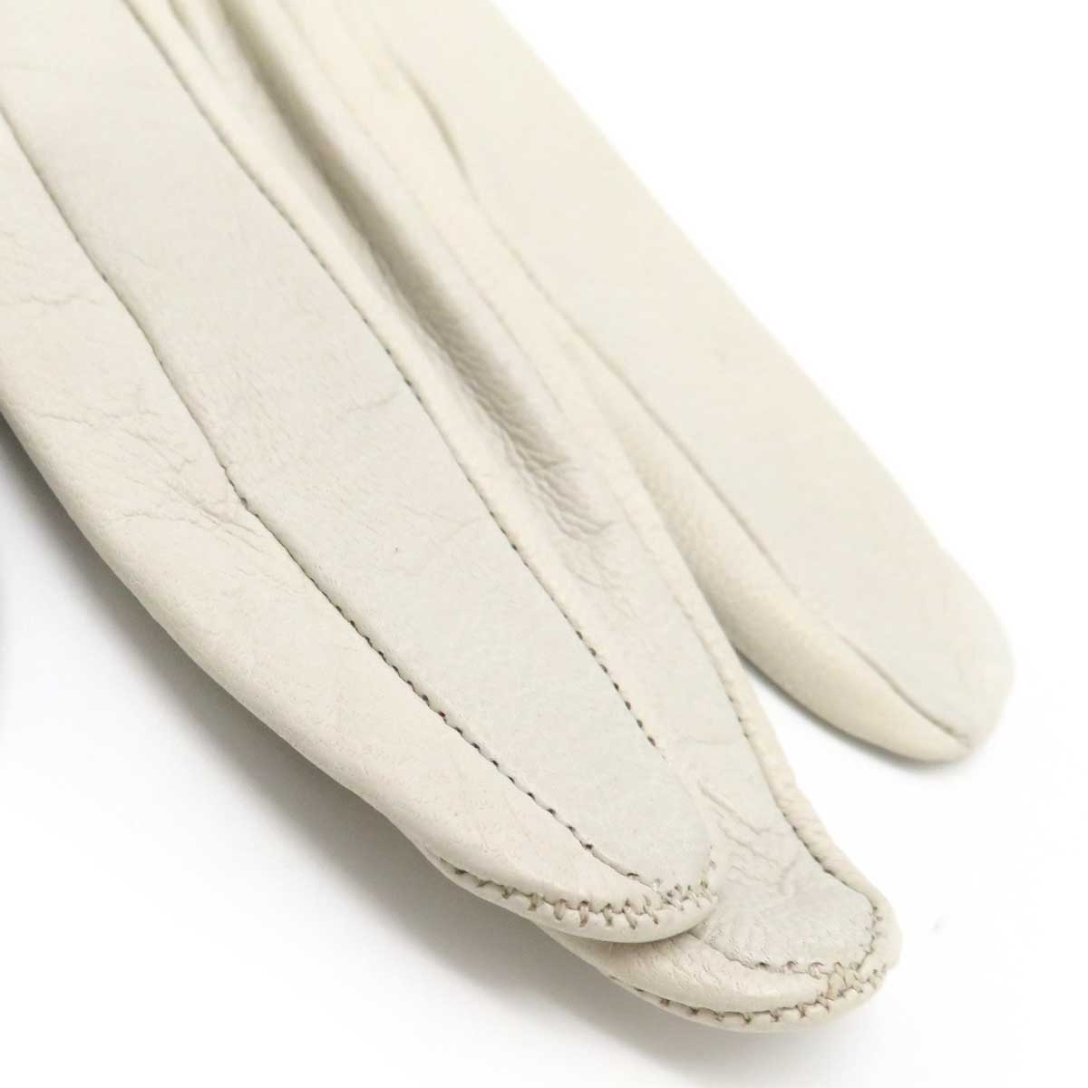 Hermes Leather Gloves Ivory